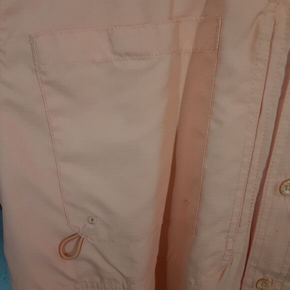 Reel Legends Adult Mens L Orange Vented Short Sleeve Vented Fishing Shirt Camp - Picture 3 of 9